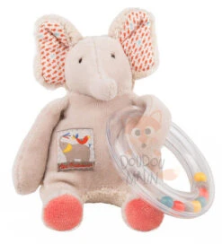 Moulin Roty Collection Les Papoums Hochet Anneau Bille éléphant Beige