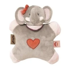 Nattou Adèle Et Valentine Doudou Flatsie éléphant Gris Rose Coeur 22 Cm