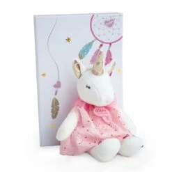 Doudou Et Compagnie - Attrape-rêve Peluche Licorne Rose Blanc 20 Cm
