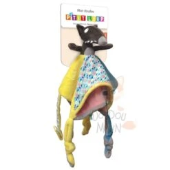 Auzou Pt'ti Loup Doudou Plat Gris Jaune Bleu