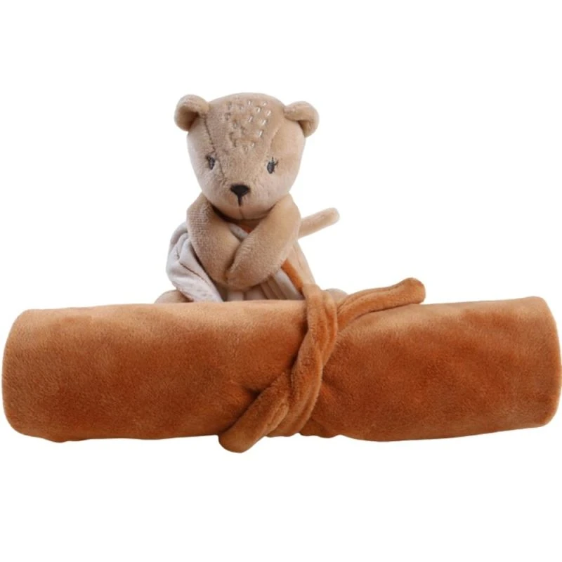 Noukie's - Babou Et Kendi - Doudou Couverture Ours Beige Caramel 50 X 50 Cm – Image 4