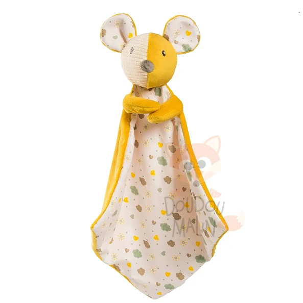 Soft Friends Baby Doudou Plat Souris Jaune Blanc Nuage 30 Cm
