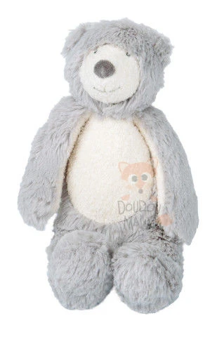 Moulin Roty Collection La Bande à Basile Hochet Doudou Ours Gris Blanc