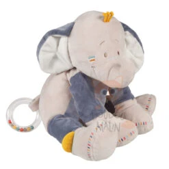 Noukie's Bao & Wapi Peluche D'activité éléphant Gris Bleu 40 Cm