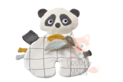 Kikadu Doudou Bio Attache Sucette Panda Blanc Gris Jaune
