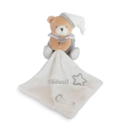 Baby'Nat - Les Luminescents - Doudou Mouchoir Ours Blanc Gris