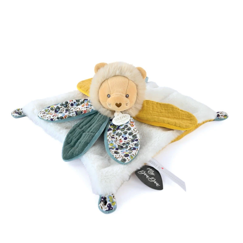 Doudou Et Compagnie - Boh'Aime - Doudou Plat Pétale Lion Jaune Vert Blanc 27 Cm – Image 3