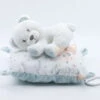 Nicotoy Boîte à Musique Ours Coussin Blanc Bleu 30 Cm