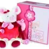 Doudou Et Compagnie Collection Clémentine La Souris Hochet Rouge Rose Fleur