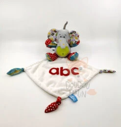 Tiamo - Doudou éléphant ABC Rouge Blanc 25 Cm