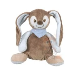 Nattou Emil & Rosy Mini Peluche Hochet Lapin Bleu Marron