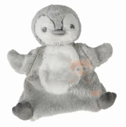Tex Forest Doudou Marionnette Pingouin Gris Blanc