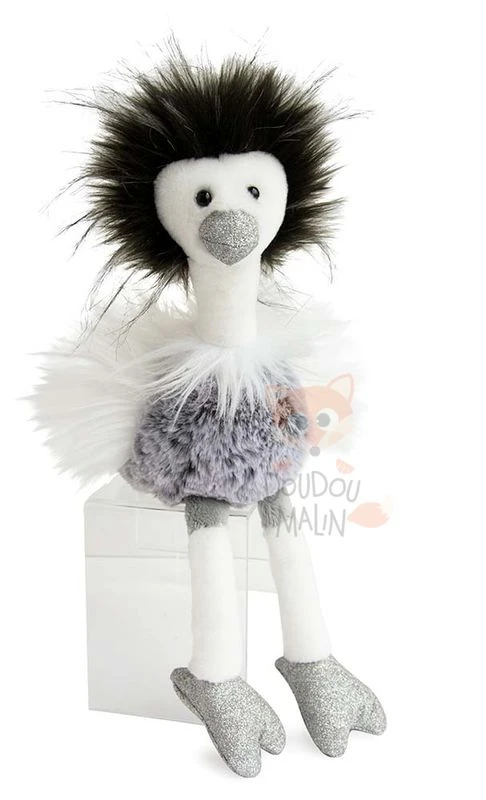 Histoire D'ours Girls & Glitter Peluche Autruche Blanc Noir