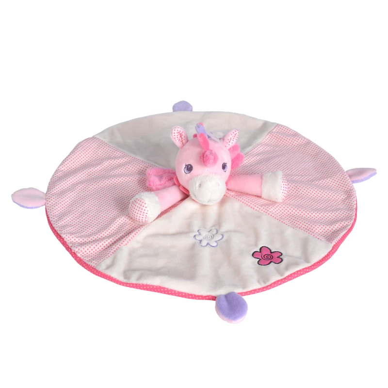 Nicotoy Grand Doudou Rond Licorne Rose Fleur 40 Cm – Image 2