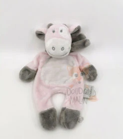 Noukie's - Lola La Vacache Doudou Plat Rose Gris 20 Cm