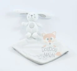 Nicotoy Doudou Lapin Blanc Gris Fais Dodo Mon Petit Lapin