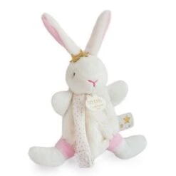 Doudou Et Compagnie - Lapin étoile Rose - Doudou Attache-sucette Blanc Rose 15 Cm