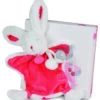 Doudou Et Compagnie Lapin Pompon Doudou Plat Blanc Rouge Fraise