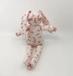 Petit Bateau Doudou Lapin Rose Fleur 22 Cm