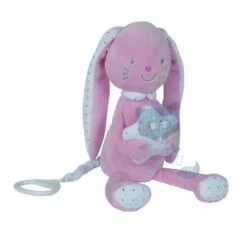 Tex Layette Boîte à Musique Lapin Rose Blanc étoile