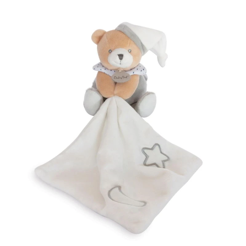 Baby'Nat - Les Luminescents - Doudou Mouchoir Ours Blanc Gris – Image 2