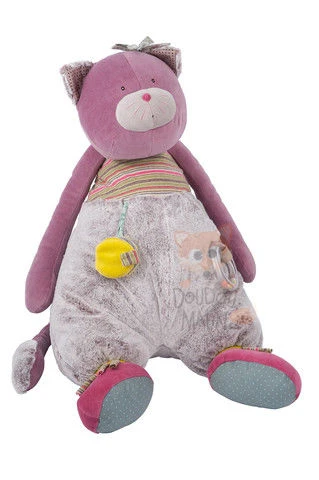 Moulin Roty Les Pachats Peluche D'activité Chat Rose 65 Cm