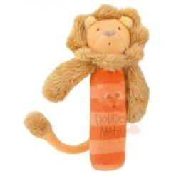 Moulin Roty Collection Les Zazous Hochet Pouet Grou Le Lion Jaune Orange