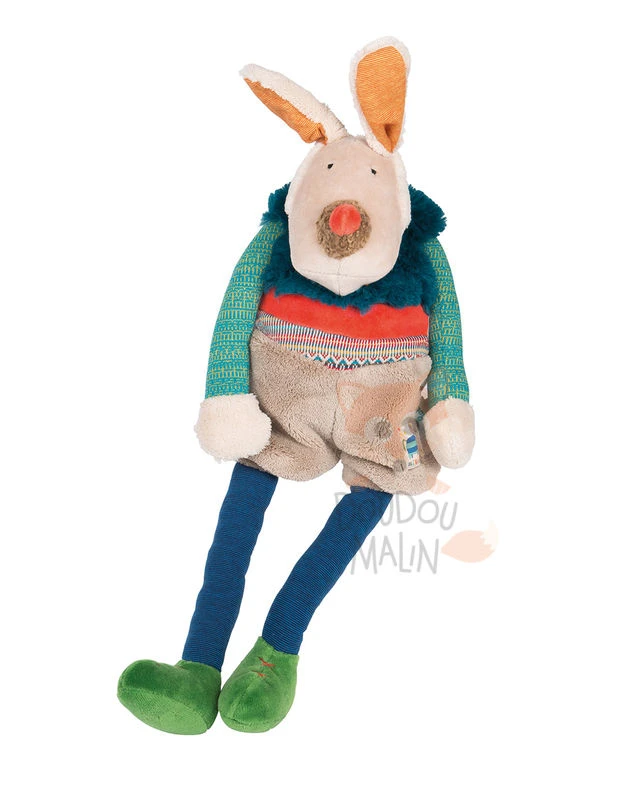 Moulin Roty Les Zig Et Zag Peluche Zacky Le Chien Bleu Rouge Gris