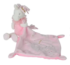 Nicotoy Lili La Licorne Doudou Mouchoir Rose étoile