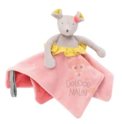 Moulin Roty Mademoiselle Et Ribambelle Doudou Plat Souris Rose Jaune