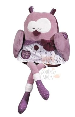 Mam'zelle Bou Peluche Chouette Violet Blanc Longues Jambes