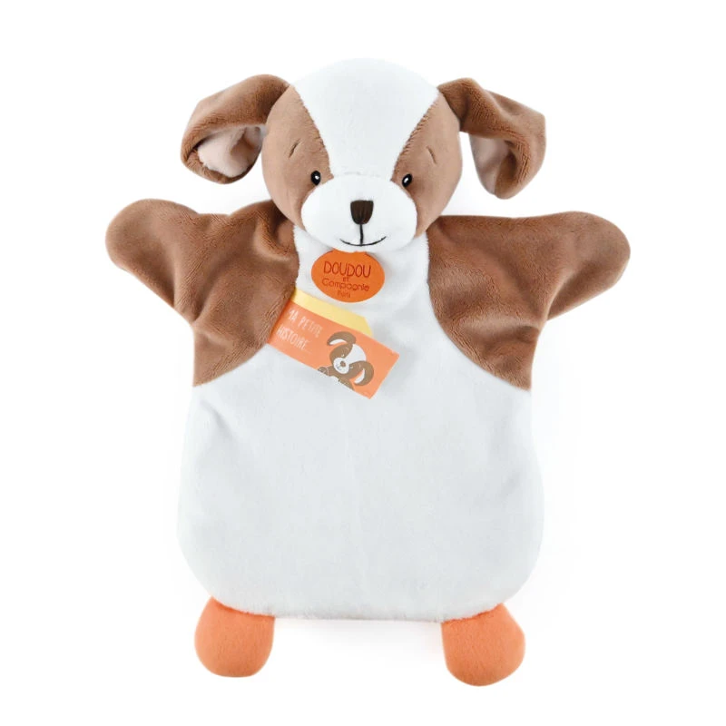 Doudou Et Compagnie - Marionnette Chien Blanc Marron 25 Cm – Image 2