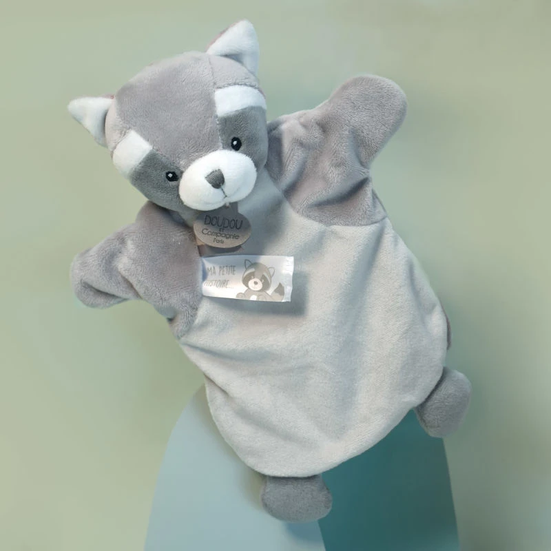 Doudou Et Compagnie - Marionnette Raton-laveur Gris 25 Cm