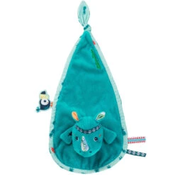 Lilliputiens Marius Le Rhinocéros Doudou Plat Bleu
