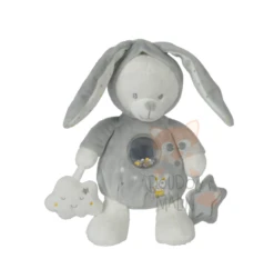 Max & Sax Peluche D'éveil Ours Déguisé En Lapin Gris Blanc