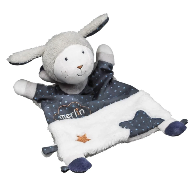 Sauthon Merlin Le Mouton Doudou Plat Bleu Blanc 22 Cm
