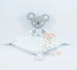 Mots D'enfants Doudou Plat Koala Bleu Blanc Gris