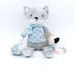 Pommette Peluche D'éveil Renard Bleu Gris 30 Cm
