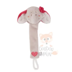 Noukie's Anna & Pili Attache-sucette éléphant Rose Gris