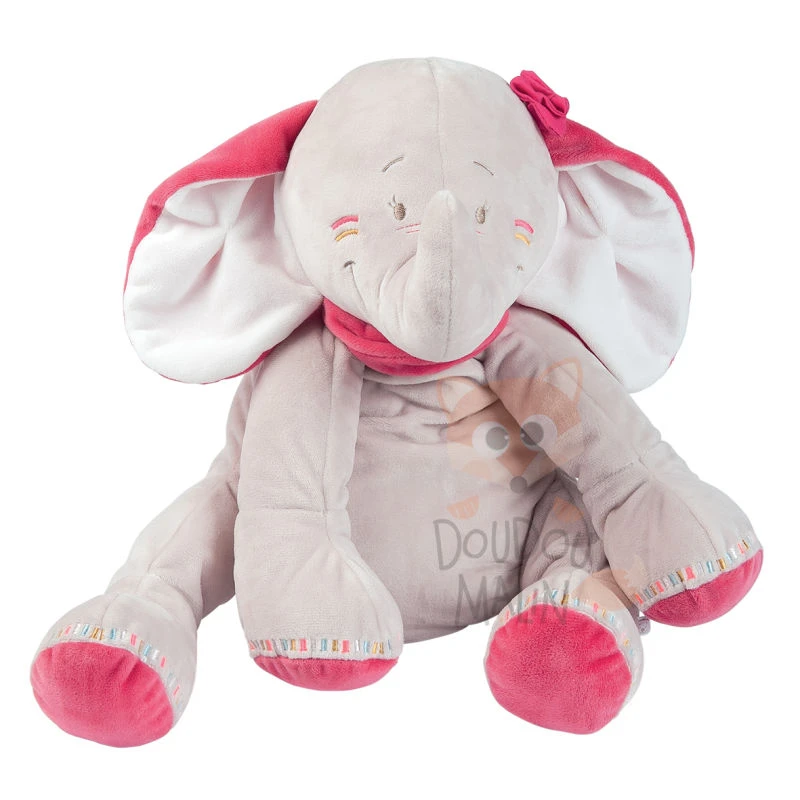 Noukie's Anna & Pili Peluche éléphant Rose Gris 25 Cm