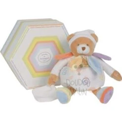 Doudou Et Compagnie Collection Nuage De Couleurs Ours Pantin Mouchoir Blanc Spirale Jaune Orange Bleu Violet