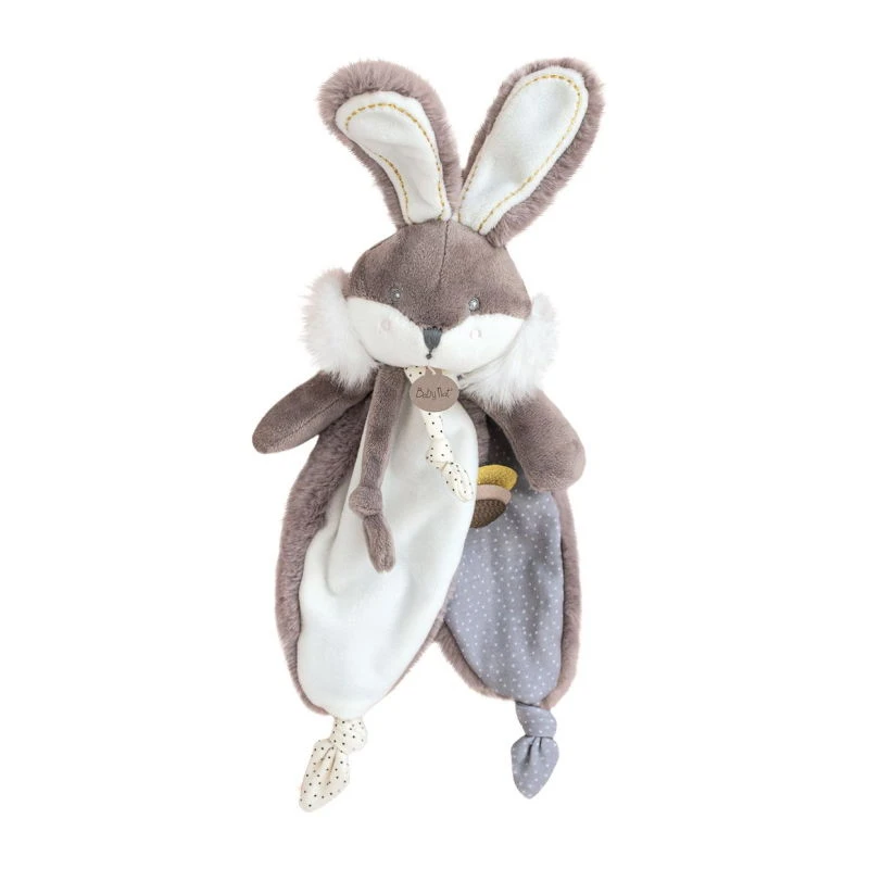 Baby'Nat - Papuche Le Lapin Doudou Plat Marron Blanc 20 Cm