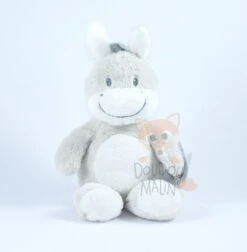 Nicotoy Peluche âne Beige Blanc