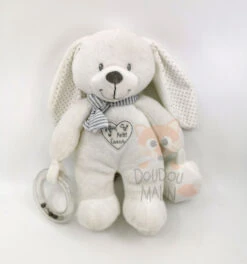 Pommette - Peluche D'éveil Lapin Blanc Mon Petit Coeur 30 Cm