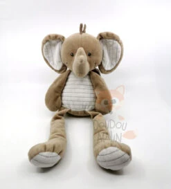 Nicotoy - Peluche Doudou éléphant Beige Gris 40 Cm