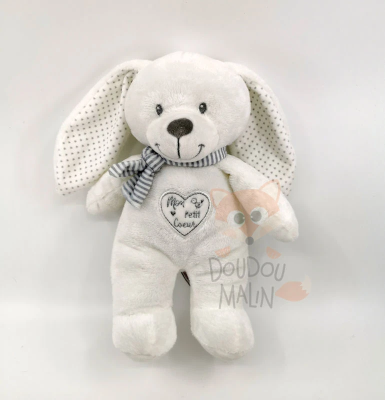Pommette - Peluche Lapin Blanc Mon Petit Coeur 30 Cm
