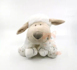 Nicotoy Peluche Mouton Assis Blanc étoile 25 Cm