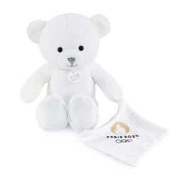 Doudou Et Compagnie - Peluche Ours Blanc Avec Doudou J.O. Paris 2024 - 25 Cm