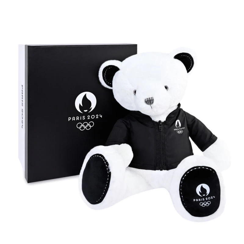 Doudou Et Compagnie - Peluche Ours Tee Shirt Blanc J.O. Paris 2024 - 40 Cm