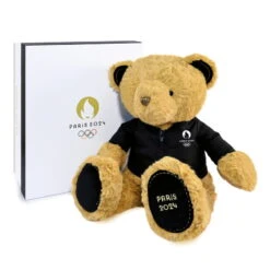 Doudou Et Compagnie - Peluche Ours Tee Shirt Marron J.O. Paris 2024 - 40 Cm